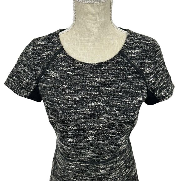 J Crew Tweed A-Line Dress Fit & Flare Mid-Thigh Short Sleeve Womens Size 2 Black - Picture 4 of 9